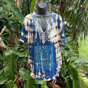 Christian Audigier tie-dyed and studded hippie chick blouse